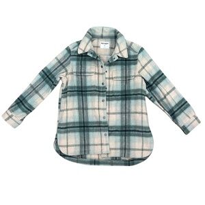 Old Navy Women's Teal Transitional Plaid Utility Shacket | Size XS